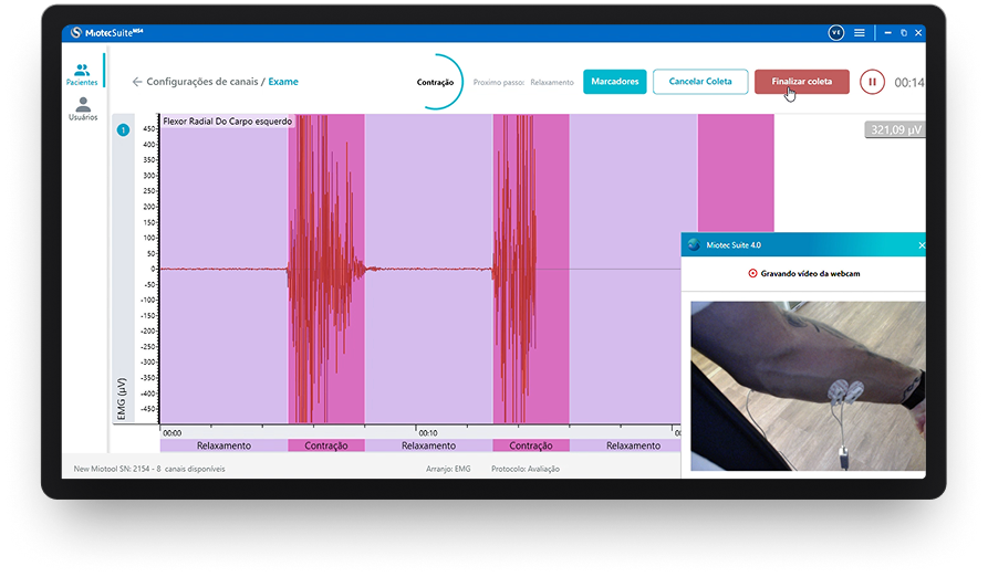 Interface do software com ajustes inteligentes